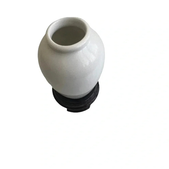 Vintage Asian Vase On Carved Wood Stand - Picture 2 of 4